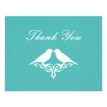 Turquoise and White Sparrows Thank You Note invitations