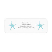 Turquoise Aqua Starfish Small Address Labels