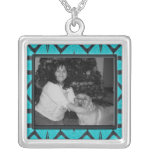 turquoise black pattern photo frame necklaces