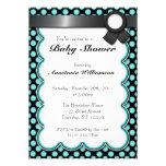 Turquoise & Black Polka Dot Baby Shower Invitation