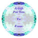 turquoise blue abstract Gift Tag Round Sticker