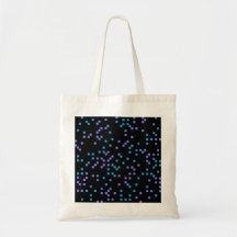 Turquoise, Blue and Purple Squares on Black. Bags