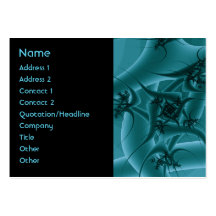 Turquoise Blue and Teal Fractal Art Design. Business Card Template