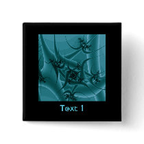Turquoise Blue and Teal Fractal Art Design. Pinback Button