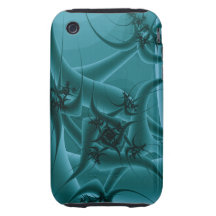 Turquoise Blue and Teal Fractal Art Design. Tough iPhone 3 Cases