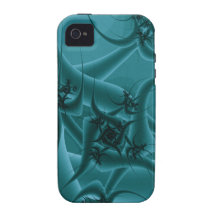 Turquoise Blue and Teal Fractal Art Design. Case-Mate iPhone 4 Cover