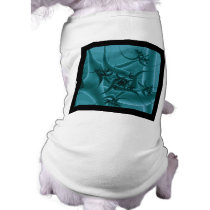 Turquoise Blue and Teal Fractal Art Design. Doggie T-shirt