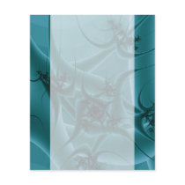 Turquoise Blue and Teal Fractal Art Design. Flyer Design