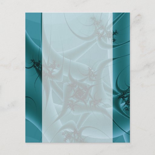 Turquoise Blue and Teal Fractal Art Design. Flyer Design