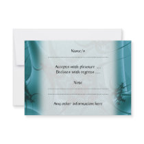 Turquoise Blue and Teal Fractal Art Design. Custom Invite