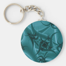 Turquoise Blue and Teal Fractal Art Design. Key Chains
