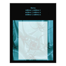 Turquoise Blue and Teal Fractal Art Design. Personalized Letterhead