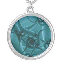 Turquoise Blue and Teal Fractal Art Design. Pendant