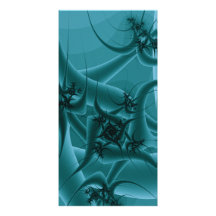 Turquoise Blue and Teal Fractal Art Design. Picture Card