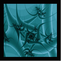 Turquoise Blue and Teal Fractal Art Design. Photo Sculpture