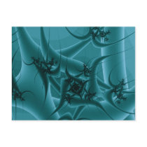 Turquoise Blue and Teal Fractal Art Design. Post Card