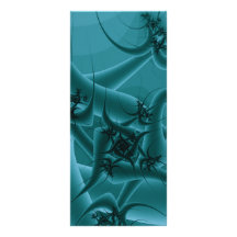Turquoise Blue and Teal Fractal Art Design. Personalized Rack Card