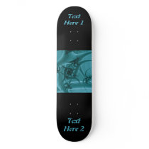 Turquoise Blue and Teal Fractal Art Design. Skate Board