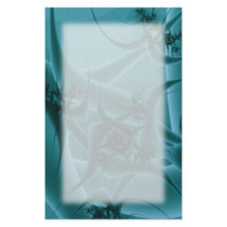 Turquoise Blue and Teal Fractal Art Design. Stationery Design