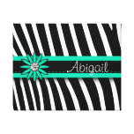 Turquoise Blue Floral Gem & Zebra Pattern Gallery Wrapped Canvas