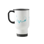 Turquoise Blue Flowers Travel Coffee Mug