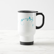Turquoise Blue Flowers Travel Coffee Mug