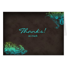 Turquoise Blue Green Thank You Greeting Card