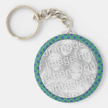 turquoise blue mod dots mod photoframe keychains