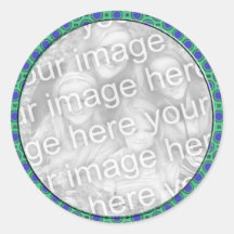 turquoise blue mod dots photo frame stickers