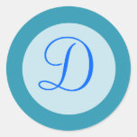 Turquoise blue Monogram Round Sticker
