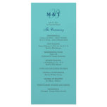 Turquoise Blue Monogram Wedding Program rack cards