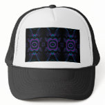 Turquoise Blue, Pink, and Black Floral Pattern. Hat