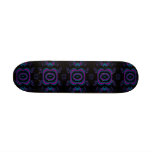 Turquoise Blue, Pink, and Black Floral Pattern. Skateboard