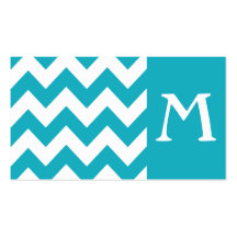 Turquoise Bold Chevron Monogram Business Card