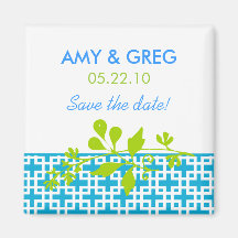 Turquoise Botanical Save the Date Magnets