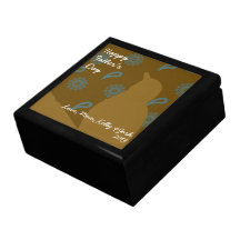 Turquoise Brown Bird Silhouette Print Keepsake Boxes