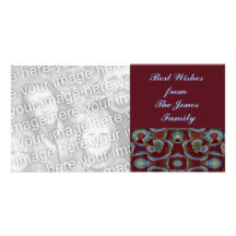 turquoise brown personalized photo card
