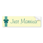 Turquoise Butterfly Ribbon Wedding bumper stickers
