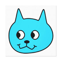 Turquoise Cartoon Cat. Stretched Canvas Prints