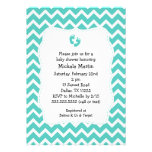 Turquoise Chevron Baby Shower Invitation with feet