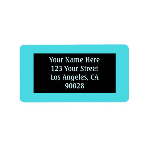 turquoise colour personalized address label
