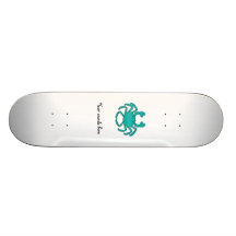 Turquoise crab skate board deck