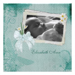 Turquoise Daisy Photo Card Invitations