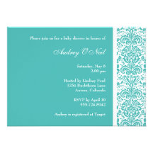 Turquoise Damask Baby Shower Invitation