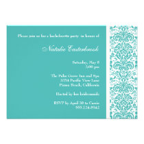 Turquoise Damask Bachelorette Party Invitation invitations