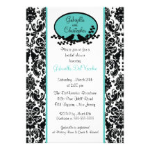 Turquoise Damask Bridal Shower Invitation