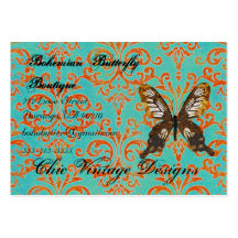 Turquoise de Bohème de boutique de papillon et Dam Carte De Visite