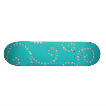 Turquoise diamond swirls skate board