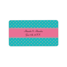 Turquoise diamonds wedding favours address label