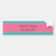 Turquoise diamonds wedding favours bumper sticker